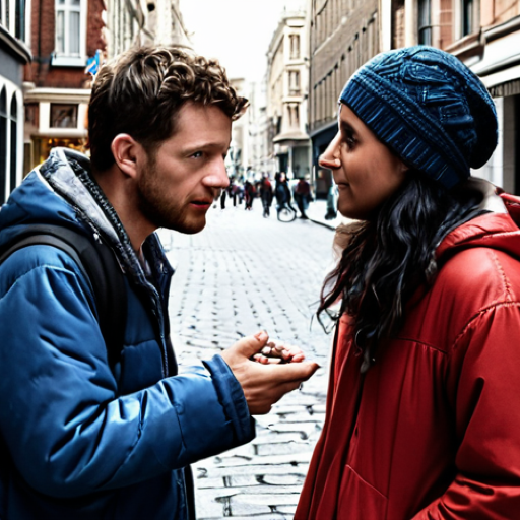 **Inspiration:** A storyteller finding inspiration in a chance encounter between two strangers on a street.