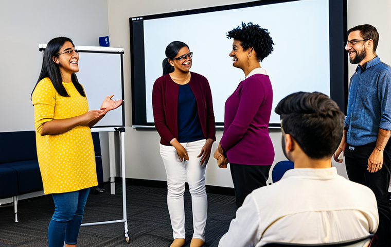 스토리텔러 자격증과 관련된 준비 과정과 성공 전략 분석과 연구 - **Business Storytelling:** A confident businesswoman in a modern office setting, delivering a presen...