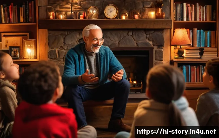 스토리텔러의 기본 스토리 구성법 - **A Charismatic Storyteller Engaging an Audience**
    "A vibrant, diverse group of people, spanning...