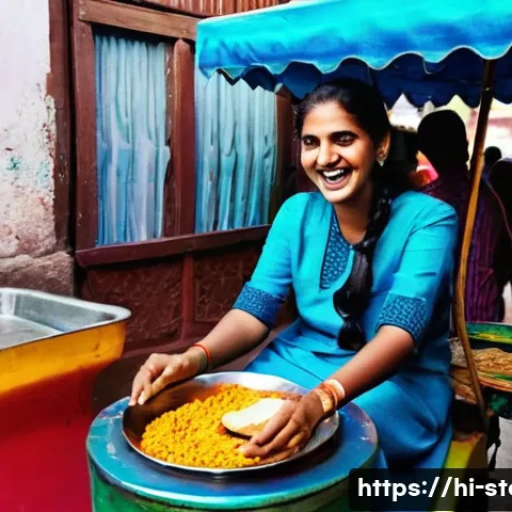 스토리텔러 관련 직업의 도전 과제 - **Prompt:** "A young woman in her early 20s, dressed in a colorful, modest salwar kameez, sits at a ...