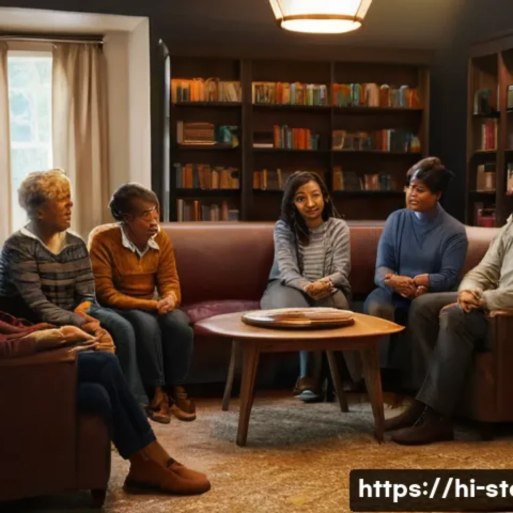 스토리텔러 관련 직업의 필요 역량 - **Prompt:** A diverse group of people, including adults and teenagers (all fully clothed in modest, ...