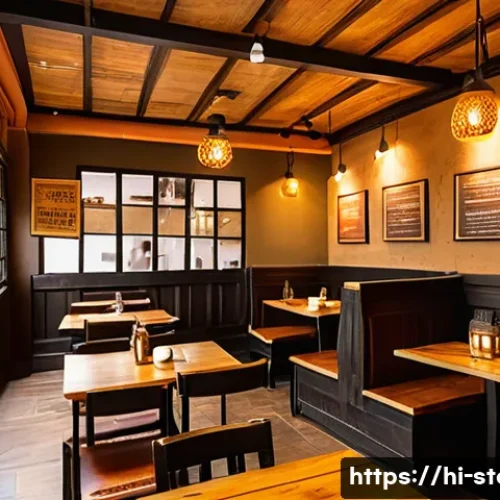 스토리텔러와 고객 경험 관리 - A warm and inviting local Indian café interior with rustic wooden tables and walls adorned with fram...
