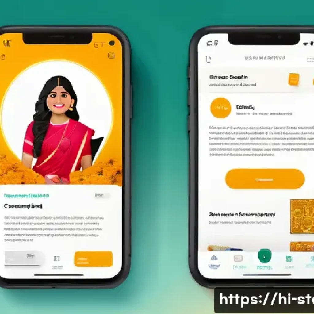 스토리텔러와 UX 디자인의 공통점 - A vibrant and warm digital illustration of a Hindi-speaking user engaging with a beautifully designe...