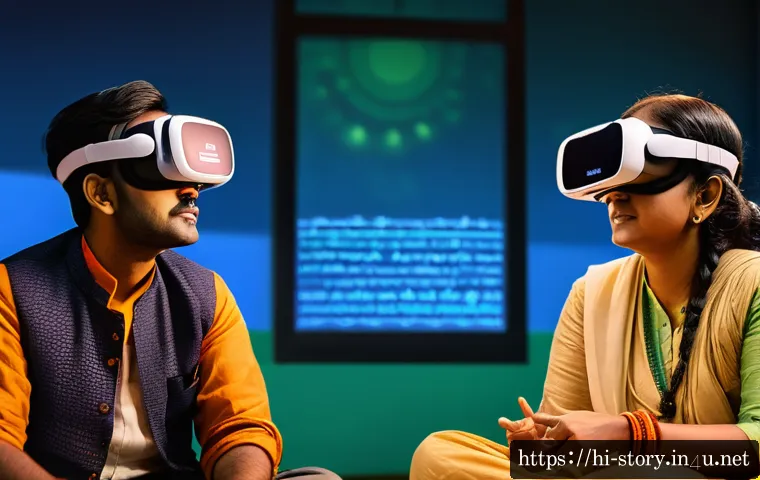 스토리텔러 직무와 관련된 최신 연구 - A vibrant digital storytelling workshop scene featuring diverse Indian adults engaged in interactive...