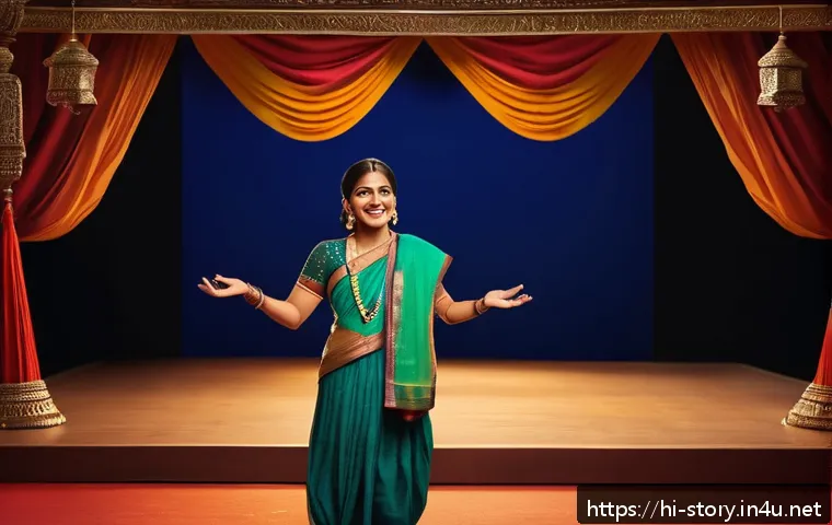 스토리텔러 실기 시험의 주요 평가 요소와 전략 분석 - A confident Indian storyteller in traditional casual attire, standing on a stage with a warm smile, ...