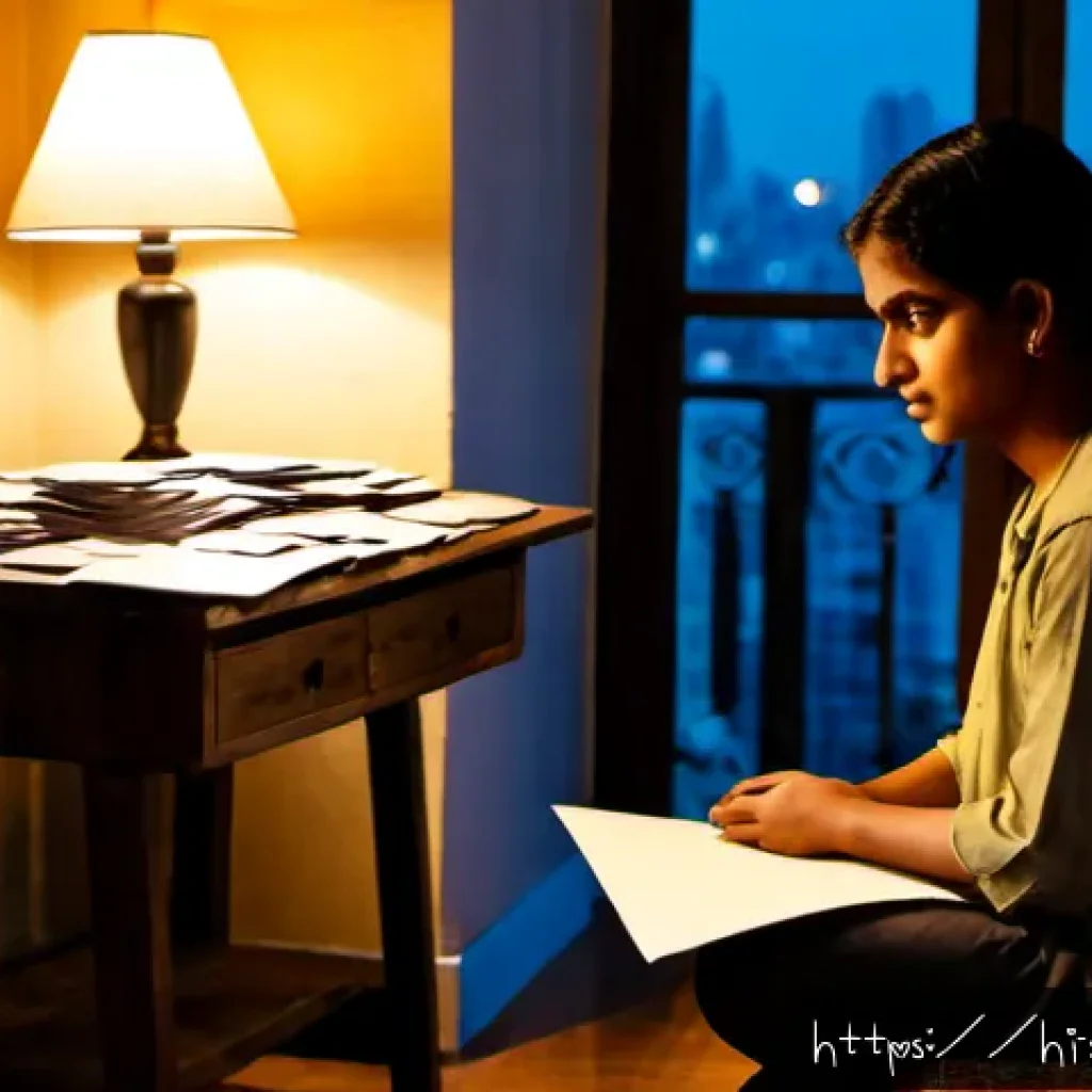 스토리텔러로서의 독창적 스토리 개발법 - Photorealistic cinematic scene of a Hindi storyteller in a warmly lit Mumbai apartment at twilight, ...