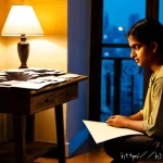 스토리텔러로서의 독창적 스토리 개발법 - Photorealistic cinematic scene of a Hindi storyteller in a warmly lit Mumbai apartment at twilight, ...