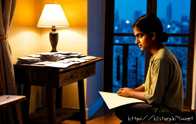 스토리텔러로서의 독창적 스토리 개발법 - Photorealistic cinematic scene of a Hindi storyteller in a warmly lit Mumbai apartment at twilight, ...