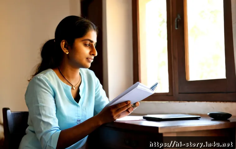 스토리텔러 자격증의 취득 과정에서 주의해야 할 점과 사례 분석 - Photorealistic Indian aspiring storyteller preparing for a professional certification at a tidy home...