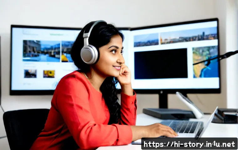 스토리텔러 직무와 관련된 글로벌 사례 - Photorealistic editorial scene of an Indian Hindi-speaking storyteller in a modern international med...